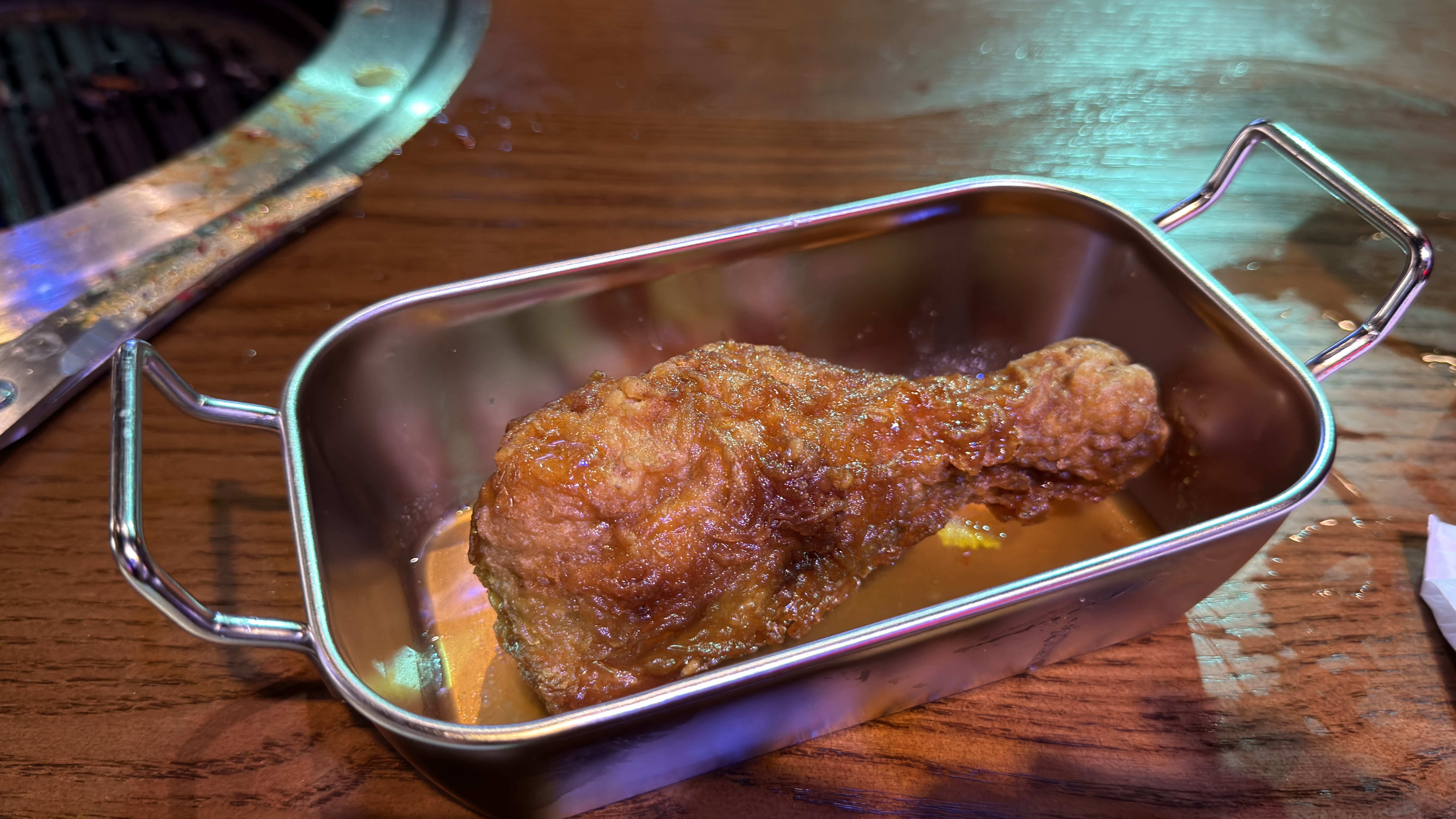 Crispy fried chicken drumstick